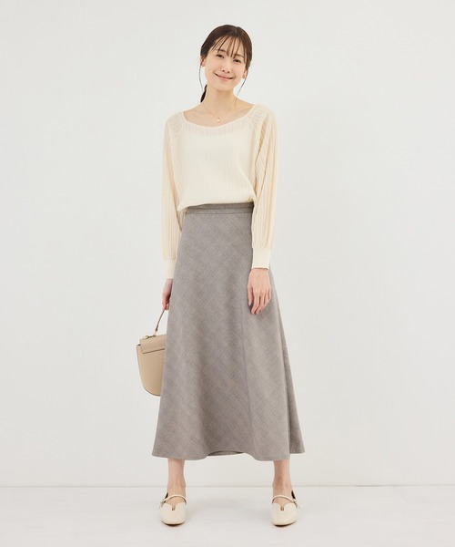 ROPE' PICNIC（ロペピクニック）の「メランジドビーチェックスカート/セットアップ対応・防シワ・接触冷感（スカート・レディース・ダークブラウン/ベージュ・S/M/L）」の11枚目の写真