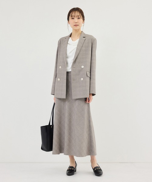 ROPE' PICNIC（ロペピクニック）の「メランジドビーチェックスカート/セットアップ対応・防シワ・接触冷感（スカート・レディース・ダークブラウン/ベージュ・S/M/L）」の18枚目の写真