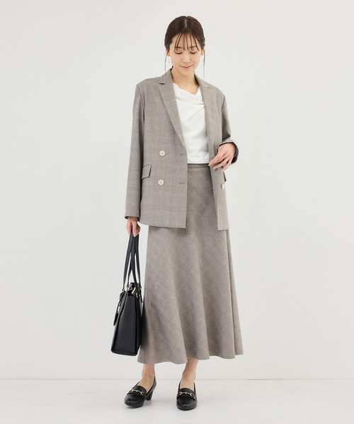 ROPE' PICNIC（ロペピクニック）の「メランジドビーチェックスカート/セットアップ対応・防シワ・接触冷感（スカート・レディース・ダークブラウン/ベージュ・S/M/L）」の19枚目の写真