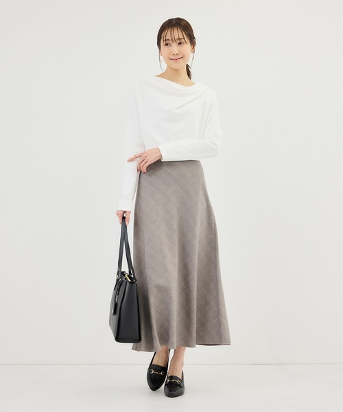 ROPE' PICNIC（ロペピクニック）の「メランジドビーチェックスカート/セットアップ対応・防シワ・接触冷感（スカート・レディース・ダークブラウン/ベージュ・S/M/L）」の21枚目の写真