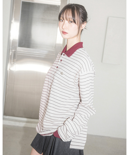 HAVISM(ヘビズム)の「AURORA STRIPE COLLAR L/S TEE(IVORY)(ポロシャツ・レディース・その他・ONE SIZE)」の2枚目の写真