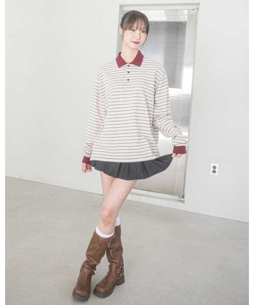 HAVISM(ヘビズム)の「AURORA STRIPE COLLAR L/S TEE(IVORY)(ポロシャツ・レディース・その他・ONE SIZE)」の4枚目の写真