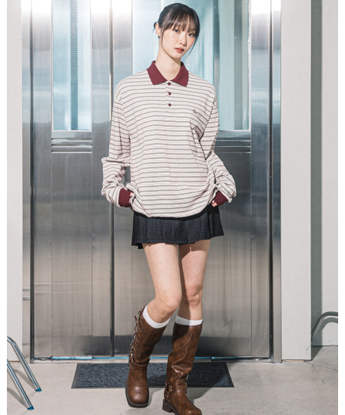 HAVISM(ヘビズム)の「AURORA STRIPE COLLAR L/S TEE(IVORY)(ポロシャツ・レディース・その他・ONE SIZE)」の6枚目の写真