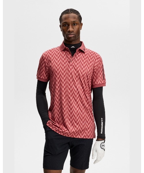 J.LINDEBERG(ジェイリンドバーグ)の「【J.LINDEBERG/GOLF】 半袖ポロシャツ プリント柄 Tour Tech Print Polo(ポロシャツ・メンズ・レッド/ブラウン/グリーン・46/44/48)」の1枚目の写真