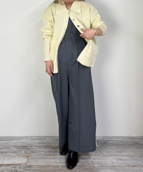 NICOLE CLUB（ニコル　クラブ）の「【ZELDA】キャミソールサロペット（サロペット/オーバーオール・レディース・ライトグレー/ブラック・M）」の5枚目の写真