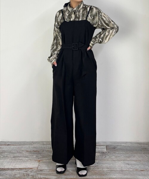 NICOLE CLUB（ニコル　クラブ）の「【ZELDA】キャミソールサロペット（サロペット/オーバーオール・レディース・ライトグレー/ブラック・M）」の7枚目の写真