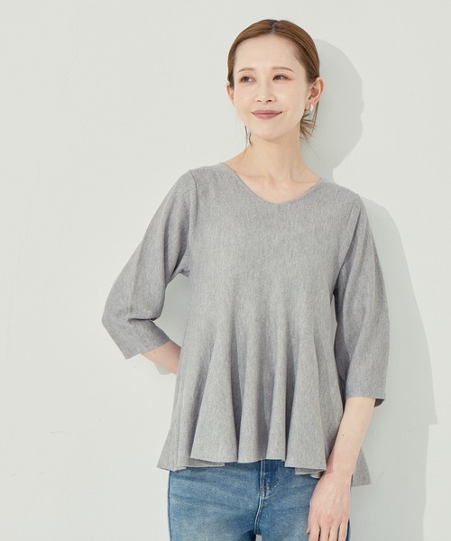 coca(coca)(コカ)の「バックパールペプラムニットトップス(ニット/セーター・レディース・ライトグレー/ブラック・L/M/S)」の18枚目の写真