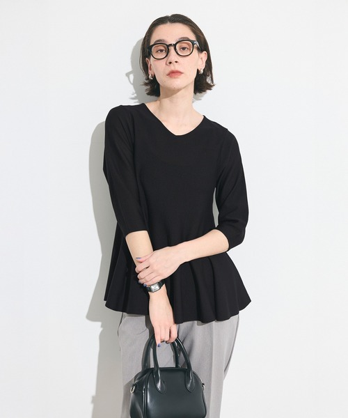 coca(coca)(コカ)の「バックパールペプラムニットトップス(ニット/セーター・レディース・ライトグレー/ブラック・L/M/S)」の21枚目の写真