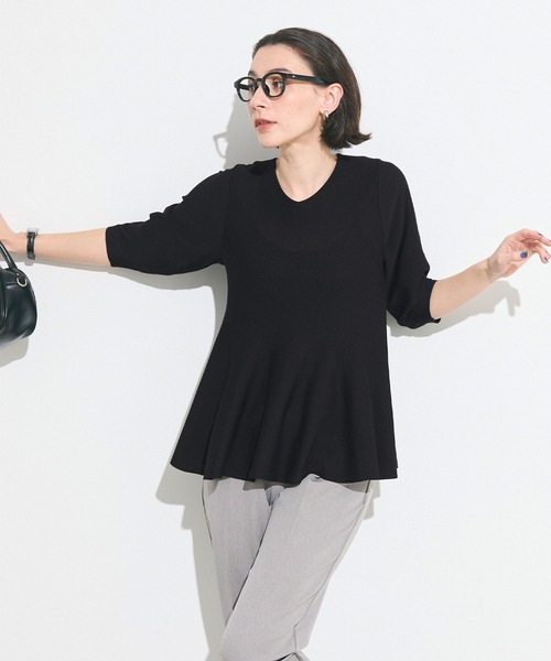 coca(coca)(コカ)の「バックパールペプラムニットトップス(ニット/セーター・レディース・ライトグレー/ブラック・L/M/S)」の12枚目の写真