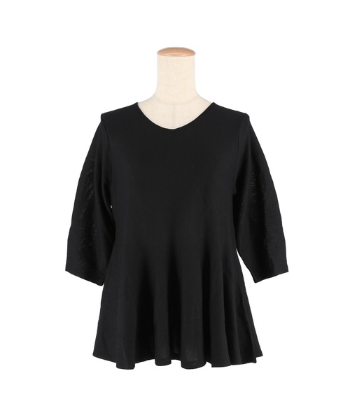 coca(coca)(コカ)の「バックパールペプラムニットトップス(ニット/セーター・レディース・ライトグレー/ブラック・L/M/S)」の7枚目の写真