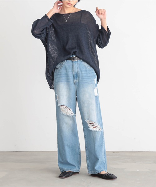 for/c（フォーシー）の「[低身長/高身長向けサイズ有]ワイドストレートデニムパンツ【サスティナブル】（デニムパンツ・レディース・ブルー/ブルー系その他/アイボリー/グレー/ベージュ/ブラウン/インディゴブルー・M/L/LL/TM/PM）」の16枚目の写真