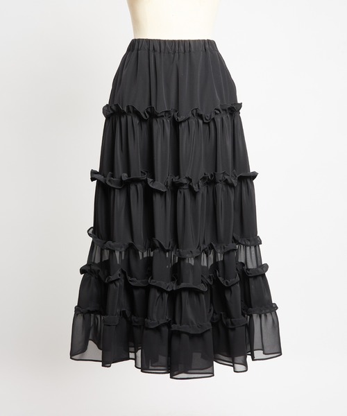 gomme(ゴム)の「ティアードスカート(スカート・レディース・ブラック/ブラウン・MEDIUM)」の19枚目の写真