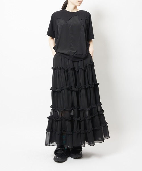 gomme(ゴム)の「ティアードスカート(スカート・レディース・ブラック/ブラウン・MEDIUM)」の6枚目の写真