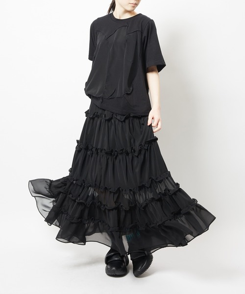 gomme(ゴム)の「ティアードスカート(スカート・レディース・ブラック/ブラウン・MEDIUM)」の7枚目の写真