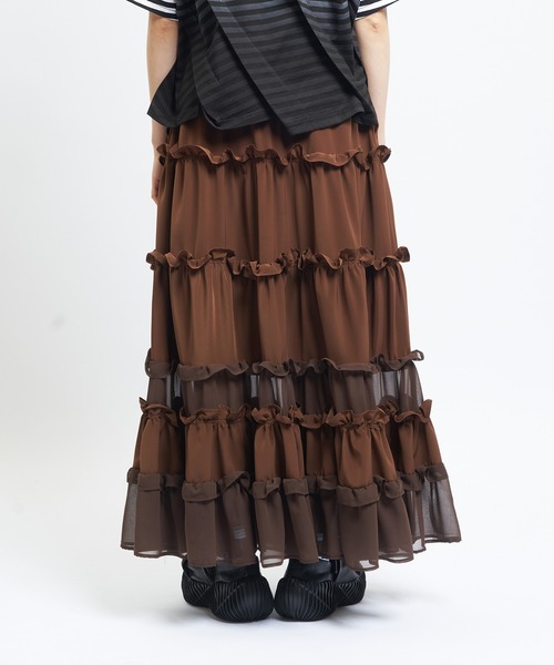 gomme(ゴム)の「ティアードスカート(スカート・レディース・ブラック/ブラウン・MEDIUM)」の11枚目の写真