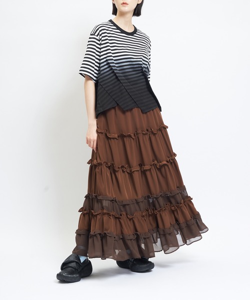 gomme(ゴム)の「ティアードスカート(スカート・レディース・ブラック/ブラウン・MEDIUM)」の4枚目の写真