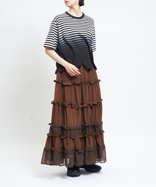 gomme(ゴム)の「ティアードスカート(スカート・レディース・ブラック/ブラウン・MEDIUM)」の3枚目の写真