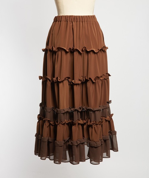 gomme(ゴム)の「ティアードスカート(スカート・レディース・ブラック/ブラウン・MEDIUM)」の14枚目の写真