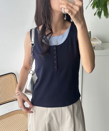 GeeRA | ヘンリーネックレイヤード風タンクトップ(タンクトップ)