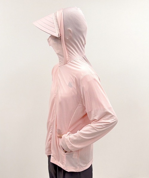 CLOTHY（クロシィ）の「【焼かない、蒸れない、隙を見せない。】ドライメッシュツバ付きフルジップパーカー（取外し可）（パーカー・レディース・ホワイト/ピンク/グレー/サックスブルー・MEDIUM）」の11枚目の写真