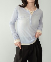 on:nue | 【on:nue】[キャミ付き/着用動画あり！] シアーリブヘンリーネックカットソー /2026 SS COLLECTION(Tシャツ/カットソー)