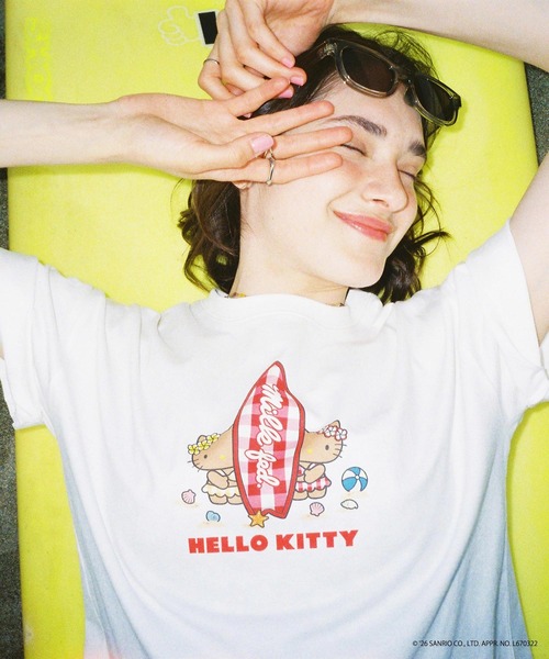 sanrio（サンリオ）の「MILKFED. × HELLO KITTY SUN-KISSED SURF S/S TEE（Tシャツ/カットソー・レディース・ホワイト/ブラック・ONE SIZE）」の5枚目の写真