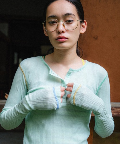 PAMM（パム）の「PAMMのサマー ロングT（Tシャツ/カットソー・レディース・ネイビー/アクア/オフホワイト・2/1）」の3枚目の写真