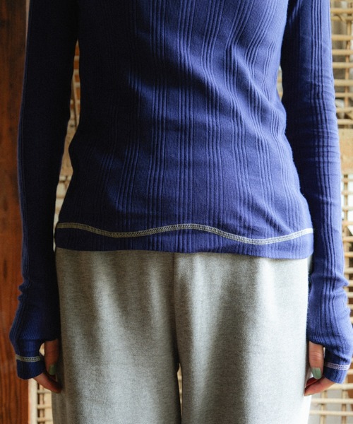 PAMM（パム）の「PAMMのサマー ロングT（Tシャツ/カットソー・レディース・ネイビー/アクア/オフホワイト・2/1）」の4枚目の写真