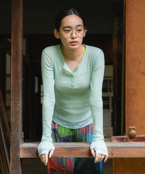 PAMM（パム）の「PAMMのサマー ロングT（Tシャツ/カットソー・レディース・ネイビー/アクア/オフホワイト・2/1）」の14枚目の写真