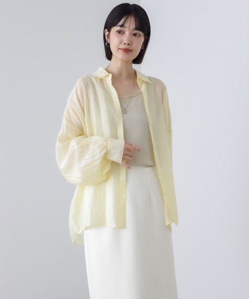 Bou Jeloud(ブージュルード)の「シアーストライプシャツ(シャツ/ブラウス・レディース・ピンク/ライトブルー/イエロー・38)」の17枚目の写真