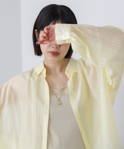 Bou Jeloud(ブージュルード)の「シアーストライプシャツ(シャツ/ブラウス・レディース・ピンク/ライトブルー/イエロー・38)」の18枚目の写真