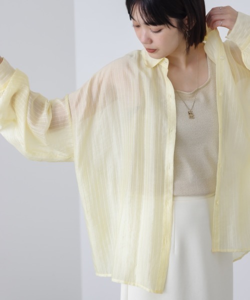 Bou Jeloud(ブージュルード)の「シアーストライプシャツ(シャツ/ブラウス・レディース・ピンク/ライトブルー/イエロー・38)」の19枚目の写真