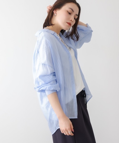 Bou Jeloud(ブージュルード)の「シアーストライプシャツ(シャツ/ブラウス・レディース・ピンク/ライトブルー/イエロー・38)」の4枚目の写真