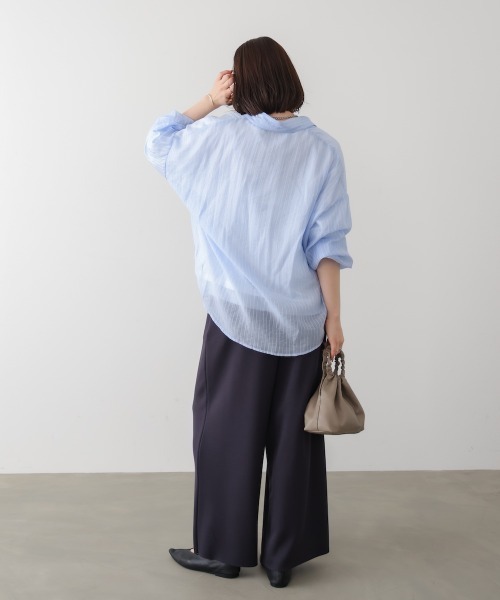 Bou Jeloud(ブージュルード)の「シアーストライプシャツ(シャツ/ブラウス・レディース・ピンク/ライトブルー/イエロー・38)」の7枚目の写真