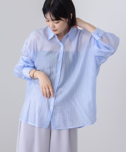 Bou Jeloud(ブージュルード)の「シアーストライプシャツ(シャツ/ブラウス・レディース・ピンク/ライトブルー/イエロー・38)」の10枚目の写真