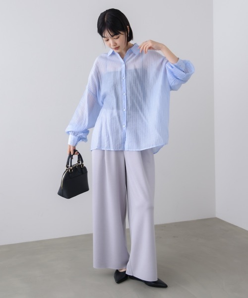 Bou Jeloud(ブージュルード)の「シアーストライプシャツ(シャツ/ブラウス・レディース・ピンク/ライトブルー/イエロー・38)」の11枚目の写真