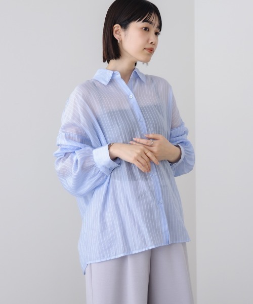 Bou Jeloud(ブージュルード)の「シアーストライプシャツ(シャツ/ブラウス・レディース・ピンク/ライトブルー/イエロー・38)」の12枚目の写真