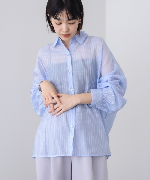 Bou Jeloud(ブージュルード)の「シアーストライプシャツ(シャツ/ブラウス・レディース・ピンク/ライトブルー/イエロー・38)」の14枚目の写真