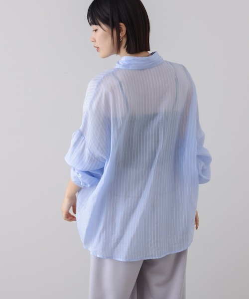 Bou Jeloud(ブージュルード)の「シアーストライプシャツ(シャツ/ブラウス・レディース・ピンク/ライトブルー/イエロー・38)」の15枚目の写真
