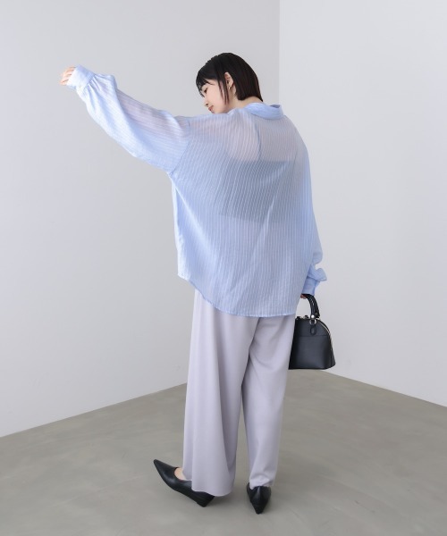 Bou Jeloud(ブージュルード)の「シアーストライプシャツ(シャツ/ブラウス・レディース・ピンク/ライトブルー/イエロー・38)」の16枚目の写真