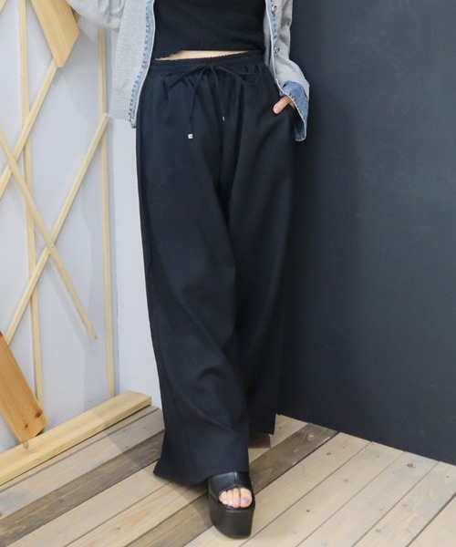 CECIL McBEE(セシルマクビー)の「リネンライクワイドイージーパンツ(その他パンツ・レディース・カーキ/アイボリー/ブラック/グレー・MEDIUM/LARGE)」の1枚目の写真