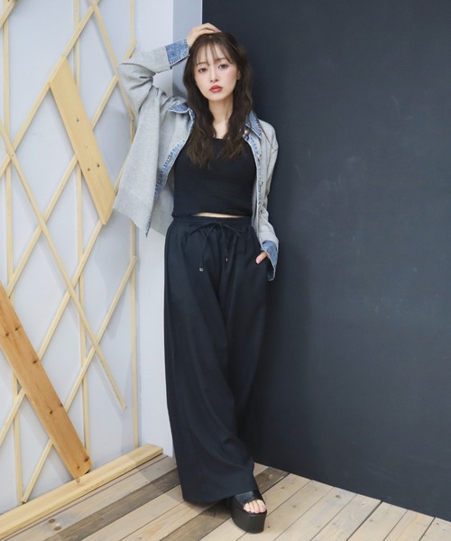 CECIL McBEE(セシルマクビー)の「リネンライクワイドイージーパンツ(その他パンツ・レディース・カーキ/アイボリー/ブラック/グレー・MEDIUM/LARGE)」の8枚目の写真