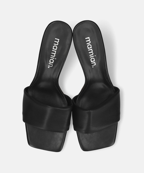 MAMIAN（マミアン）の「ワイドスクエアトゥ パデット ミュールサンダル (7.0cmヒール)（サンダル・レディース・ダークブラウン/ホワイト/ブラック・L/M）」の19枚目の写真