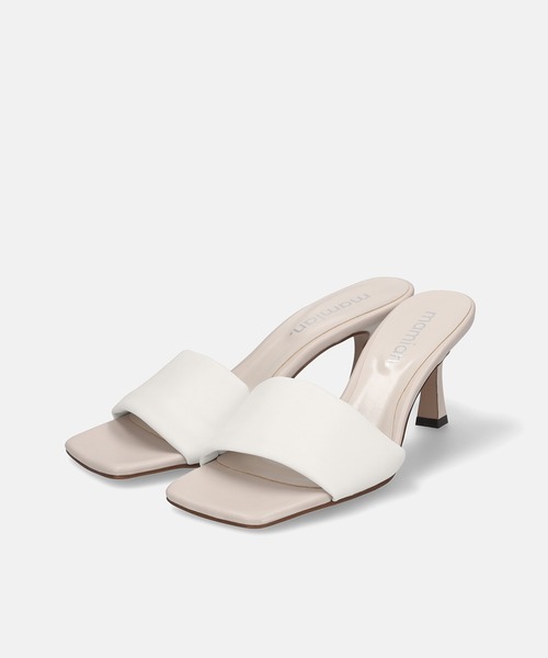 MAMIAN（マミアン）の「ワイドスクエアトゥ パデット ミュールサンダル (7.0cmヒール)（サンダル・レディース・ダークブラウン/ホワイト/ブラック・L/M）」の9枚目の写真