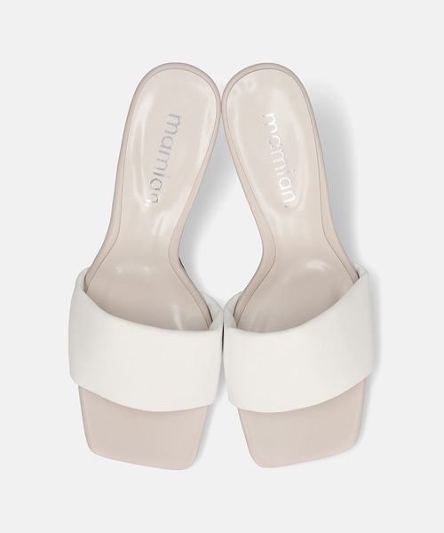 MAMIAN（マミアン）の「ワイドスクエアトゥ パデット ミュールサンダル (7.0cmヒール)（サンダル・レディース・ダークブラウン/ホワイト/ブラック・L/M）」の11枚目の写真