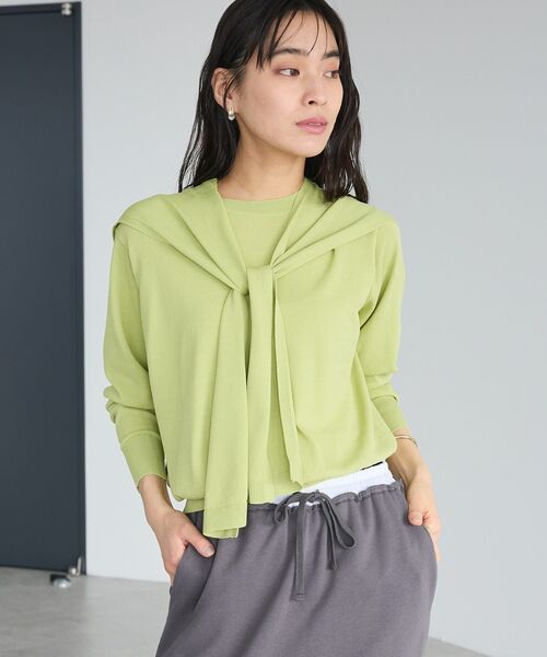 CRAFT STANDARD BOUTIQUE(クラフトスタンダードブティック)の「接触冷感 / ニットストール+プルオーバー(ニット/セーター・レディース・その他7/ライトグリーン/レッド/ライトベージュ・FREE)」の3枚目の写真