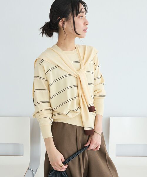 CRAFT STANDARD BOUTIQUE(クラフトスタンダードブティック)の「接触冷感 / ニットストール+プルオーバー(ニット/セーター・レディース・その他7/ライトグリーン/レッド/ライトベージュ・FREE)」の19枚目の写真