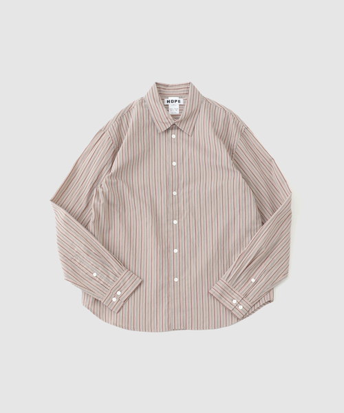 HOPE / FILE SHIRT VINTAGE BROWN STRIPE — рубашка в полоску винтажного коричневого