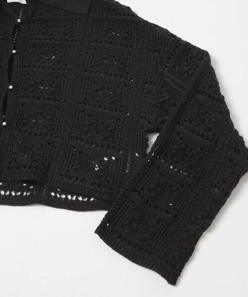 SENSE OF PLACE by URBAN RESEARCH（センスオブプレイスバイアーバンリサーチ）の「『洗濯可』レースアミエリツキニットカーディガン（カーディガン/ボレロ・レディース・カーキ/アイボリー/ブラック・ONE）」の18枚目の写真