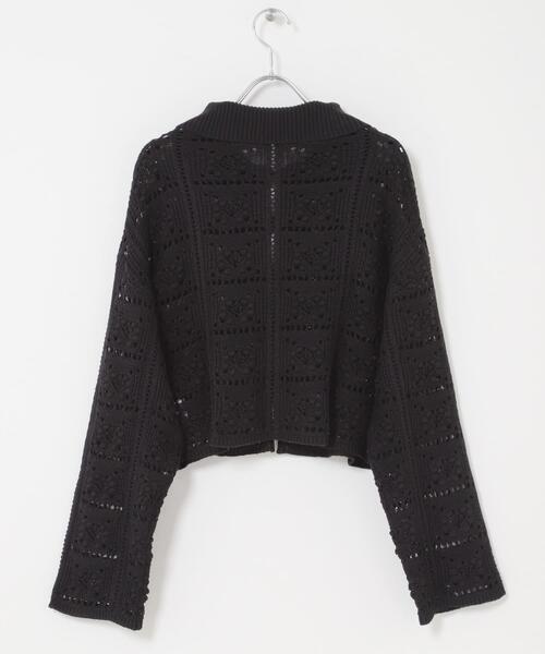 SENSE OF PLACE by URBAN RESEARCH（センスオブプレイスバイアーバンリサーチ）の「『洗濯可』レースアミエリツキニットカーディガン（カーディガン/ボレロ・レディース・カーキ/アイボリー/ブラック・ONE）」の19枚目の写真